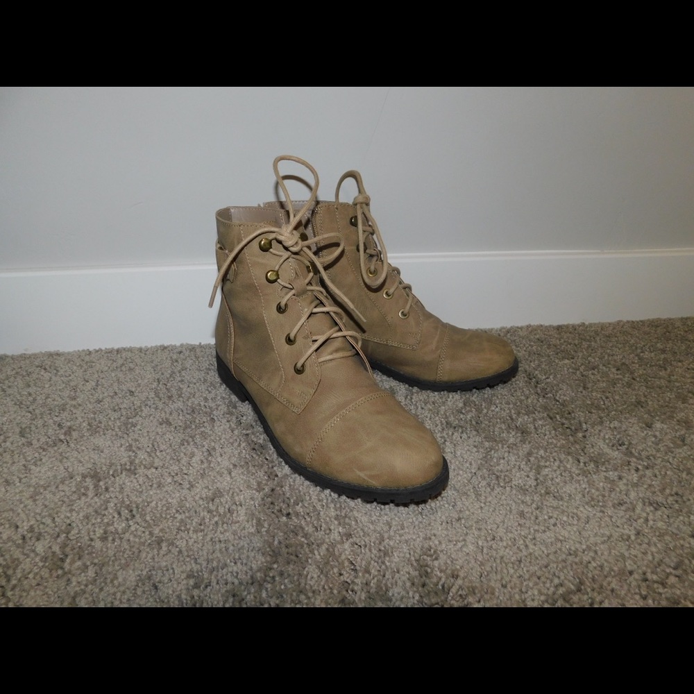 Taupe Combat Boots